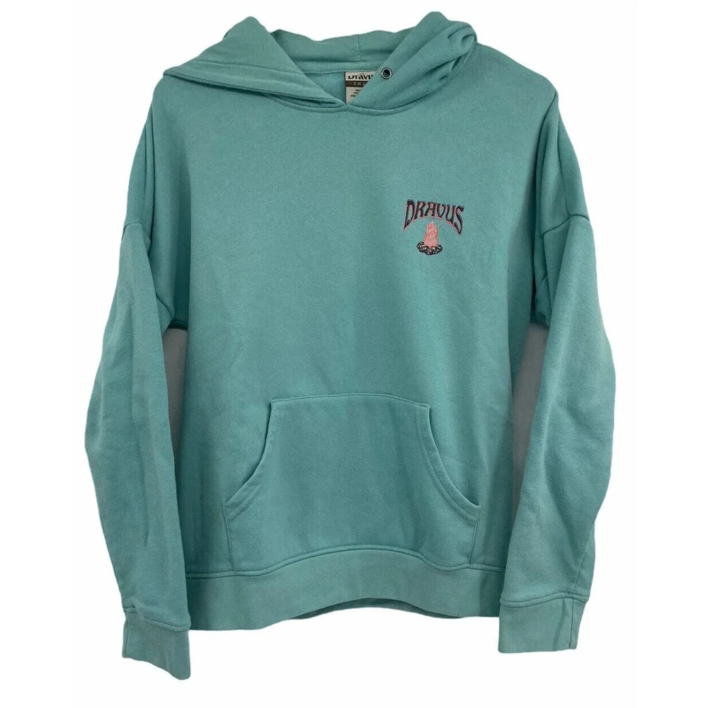 Dravus Diedra Camping Trippin Turquoise Hoodie Sweatshirt Size Small